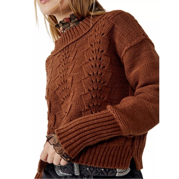 Free People Sweaters - BOGO! Free People Bell Song Pointelle Sweater in Chocolate Brown Medium